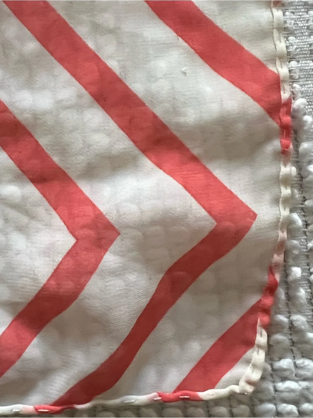 Handmade Women's Chevron Wrap Scarf Sarong Cover Up Coral & White 110”L X 28”W